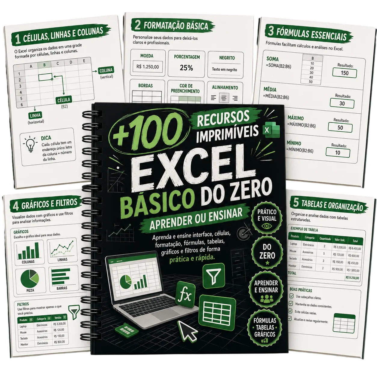 Plano Básico - +100 recursos imprimíveis de Excel Básico